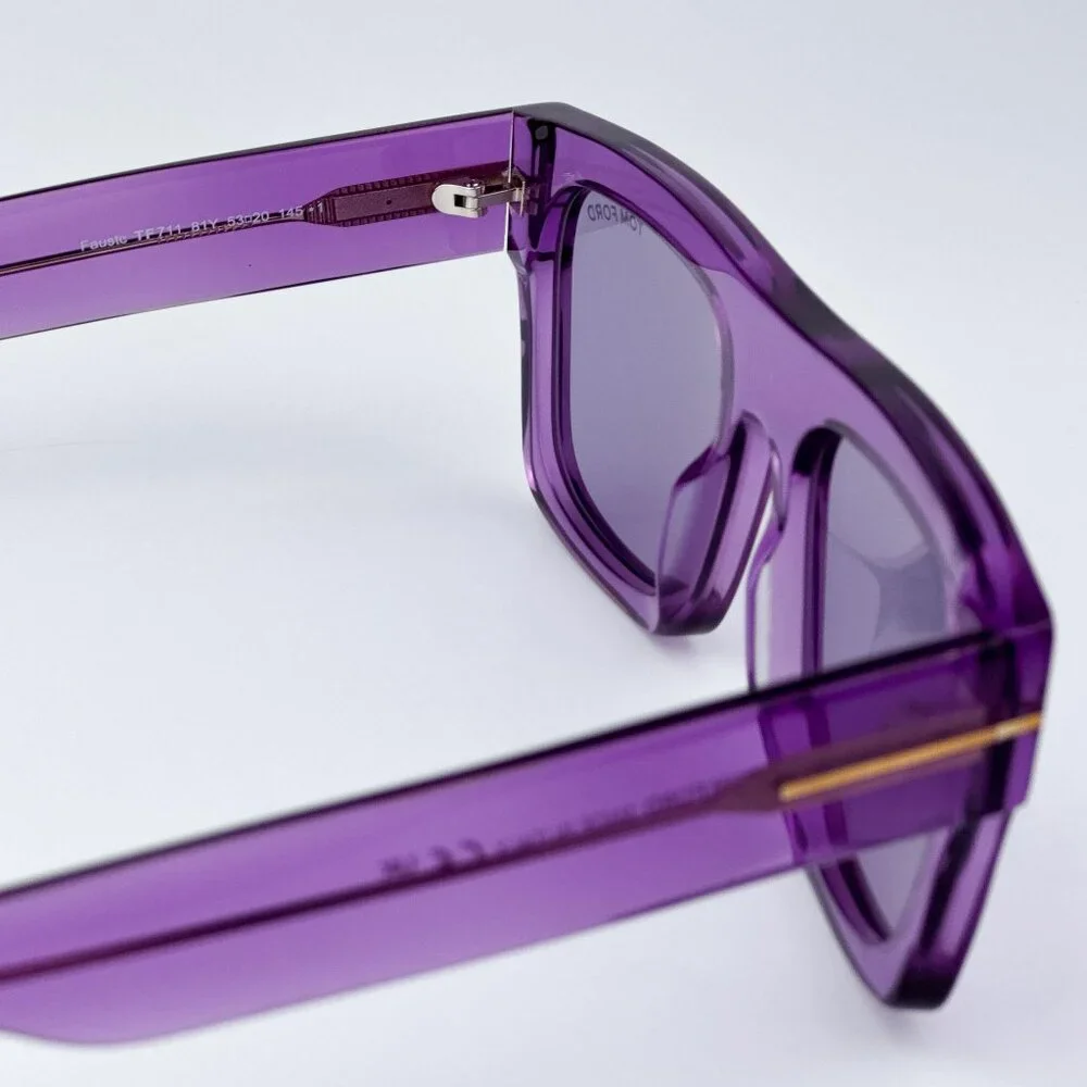 Tom Ford FAUSTO FT0711/S 81Y Men BRAND NEW Sunglasses Transparent Violet Square